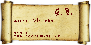 Gaiger Nándor névjegykártya